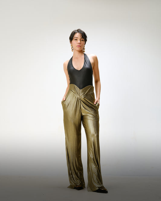 V Waist Pleated Pants