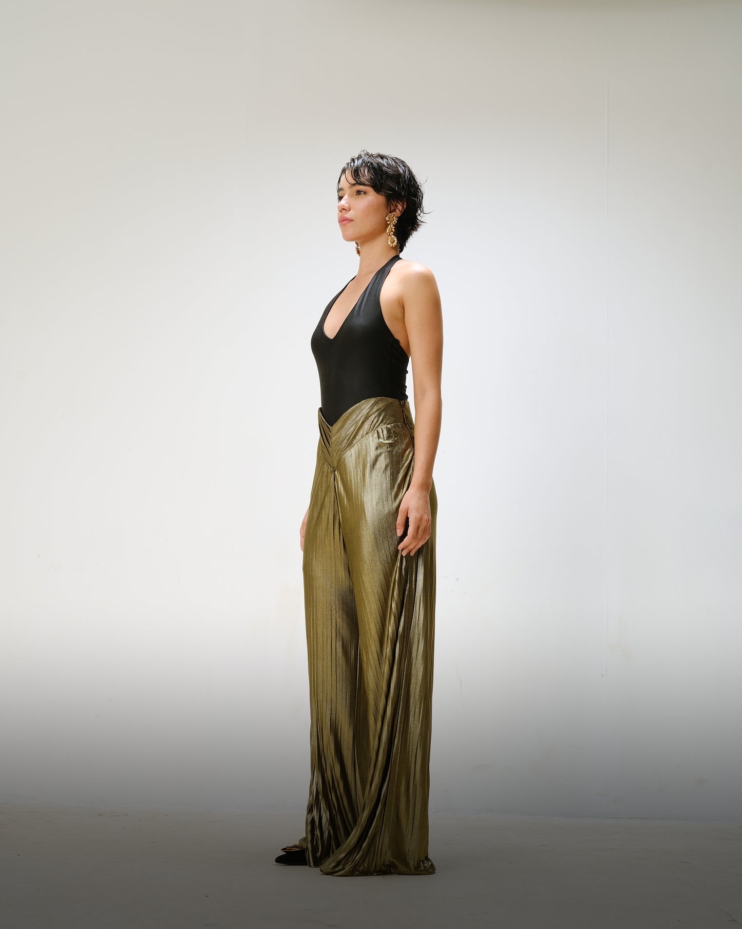 V Waist Pleated Pants
