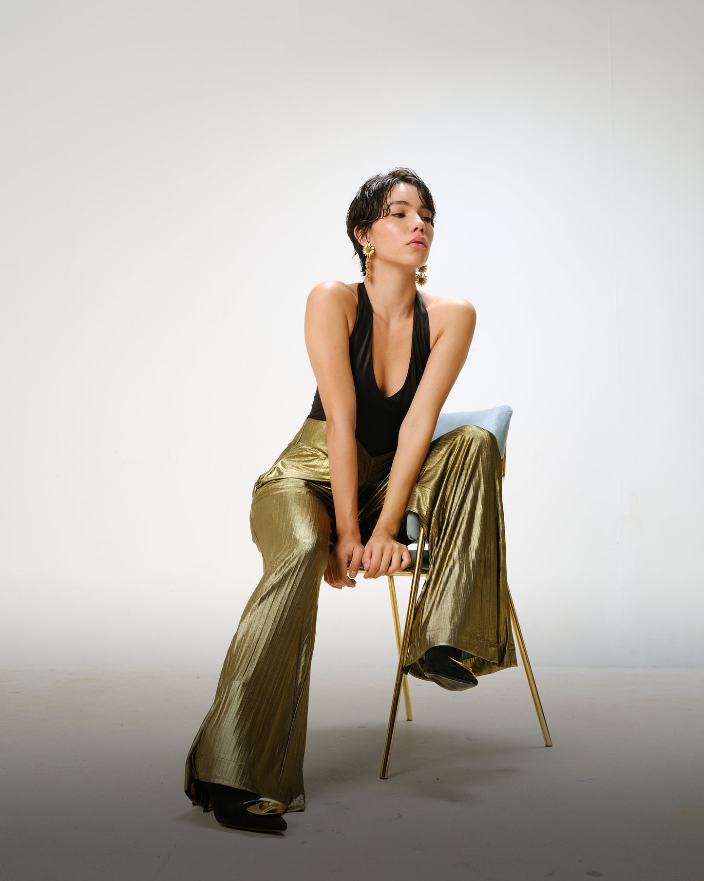 V Waist Pleated Pants