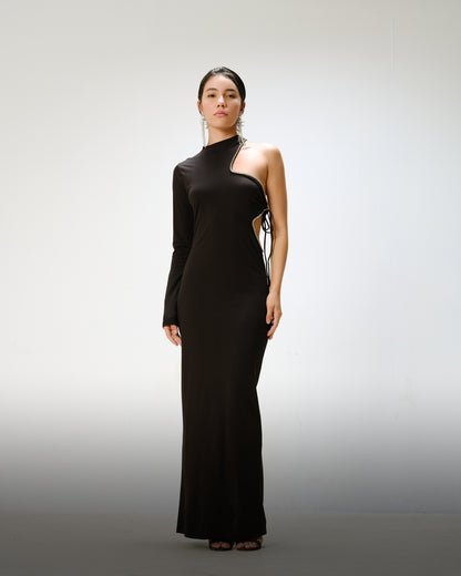 Asymmetric Cut-out Evening Gown