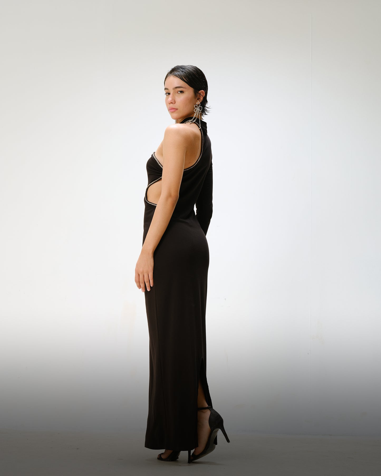 Asymmetric Cut-out Evening Gown