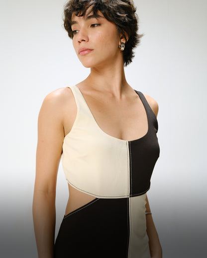 Colour Block Midi Dress